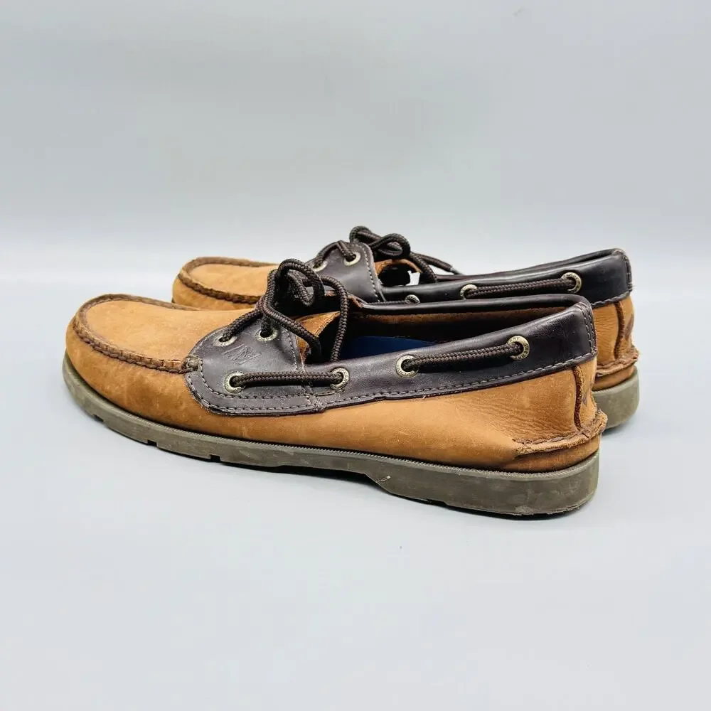 Sperry Shoes Mens 7.5 Brown Leather Top Sider Boat Deck Moc Toe Lace Up Casual